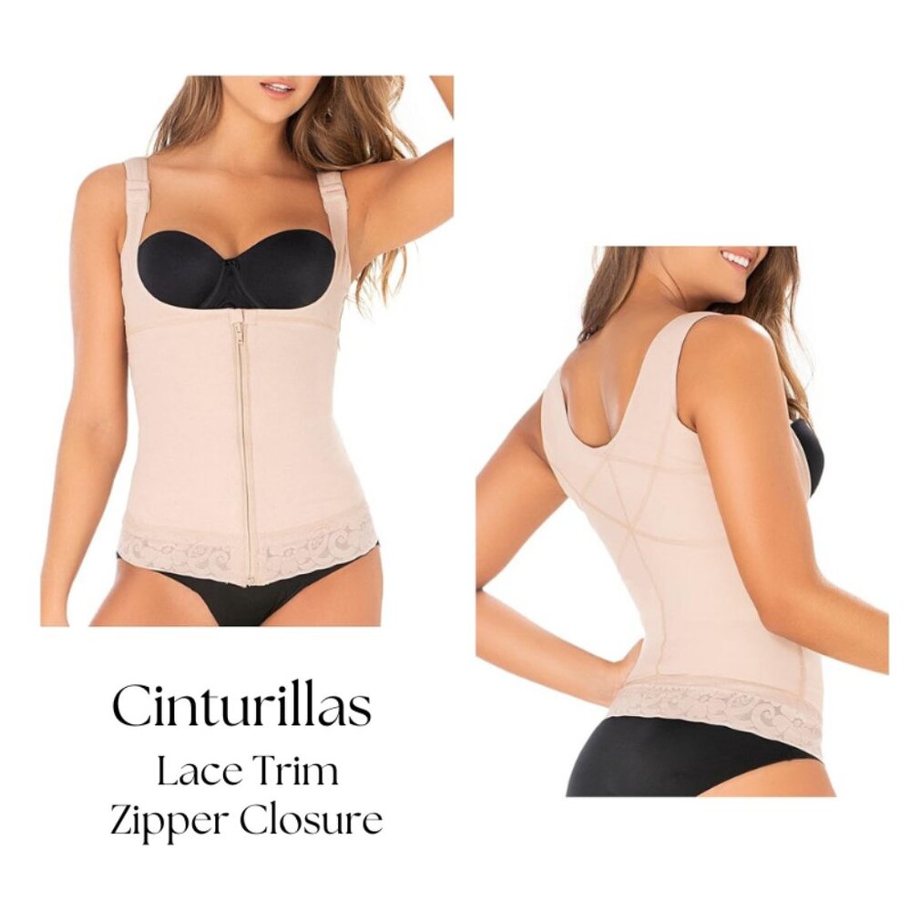 Beige Shapewear with Zipper Closure and Adjustable Straps